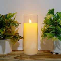 LED Flameless Candle Light with Realistic Flickering Flame Effect in Glass Cover (1 Pc)