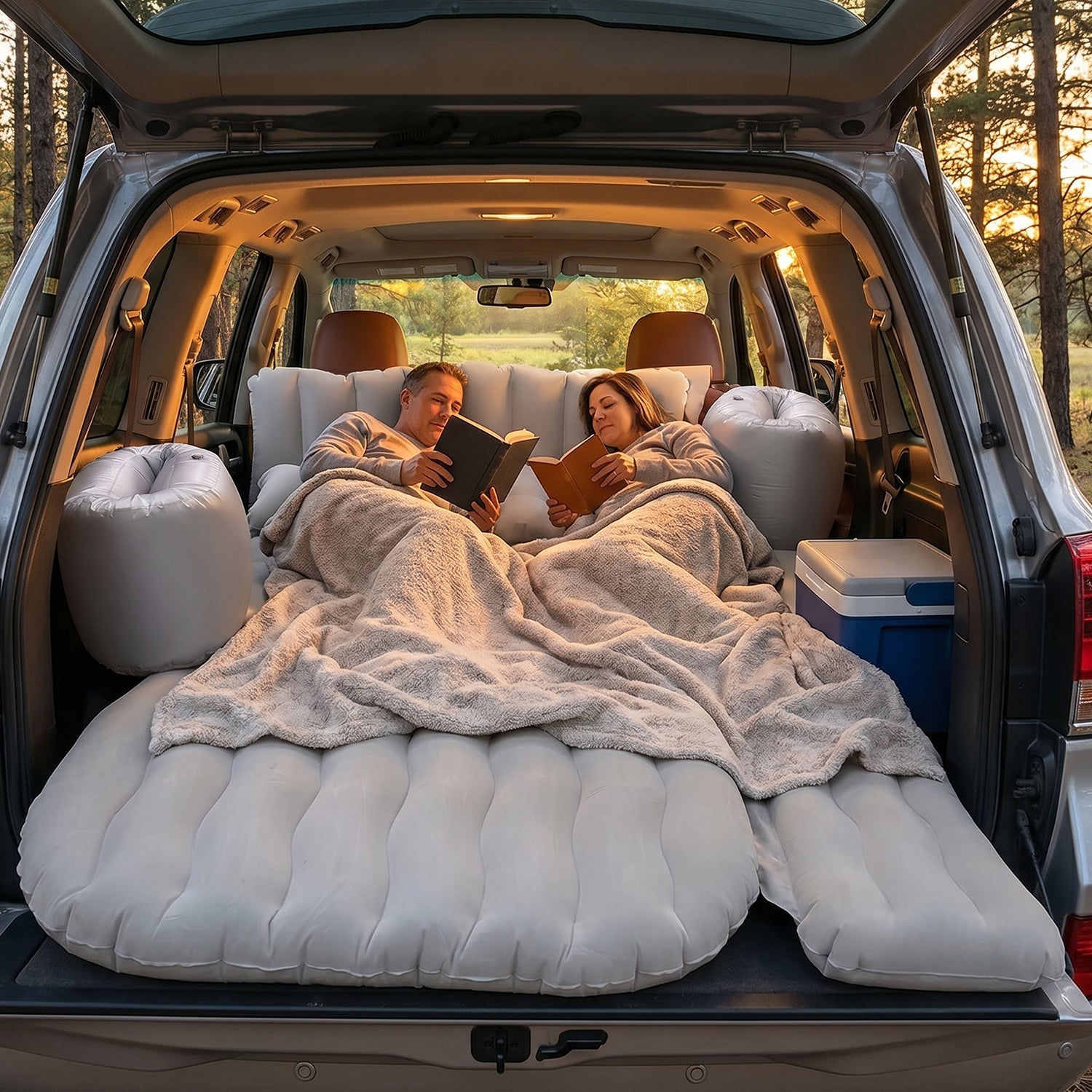 Portable Car Air Mattress Bed Set with 2 Pillows and Air Pump