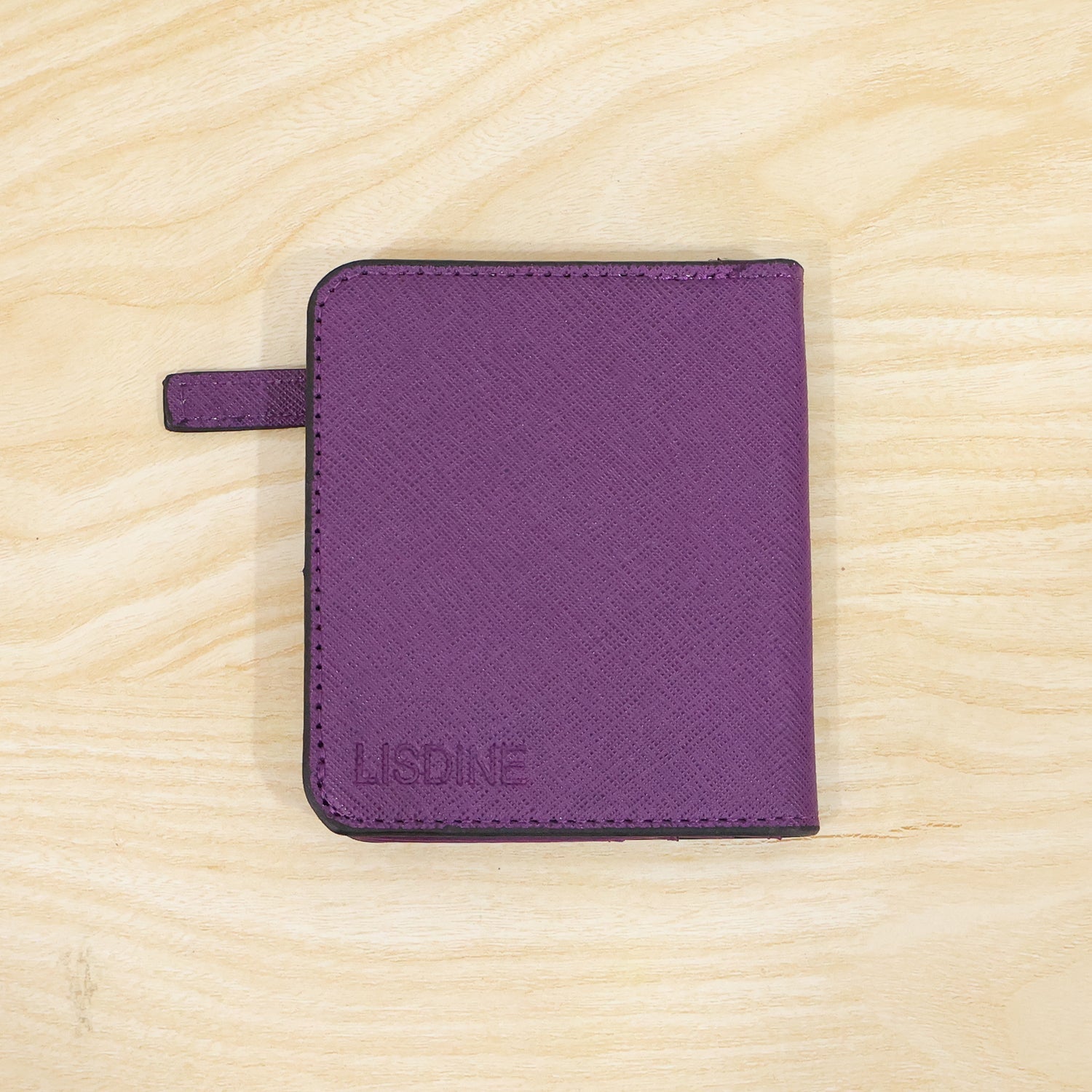 Live photo of compact PU leather bifold coin wallet