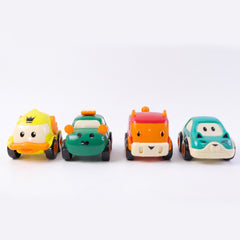 Funwoods Animal Cartoon Pull-Back Toy Car Set Cute Animal Design Friction Pull Back Mini Cars for Kids Playtime Gift Pack 4 Pc