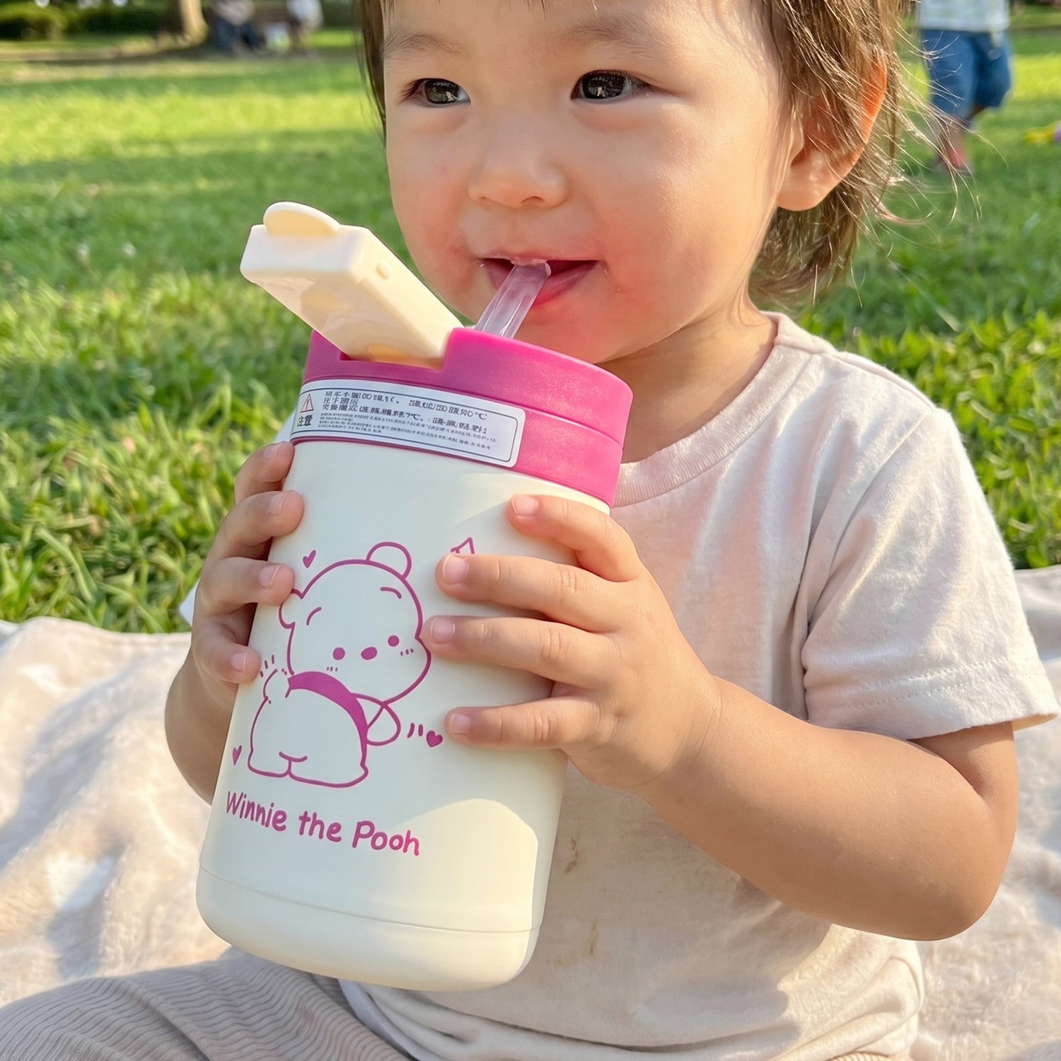 Cute Cartoon Printed Glass Tumbler with Lid and Straw (400 ML)