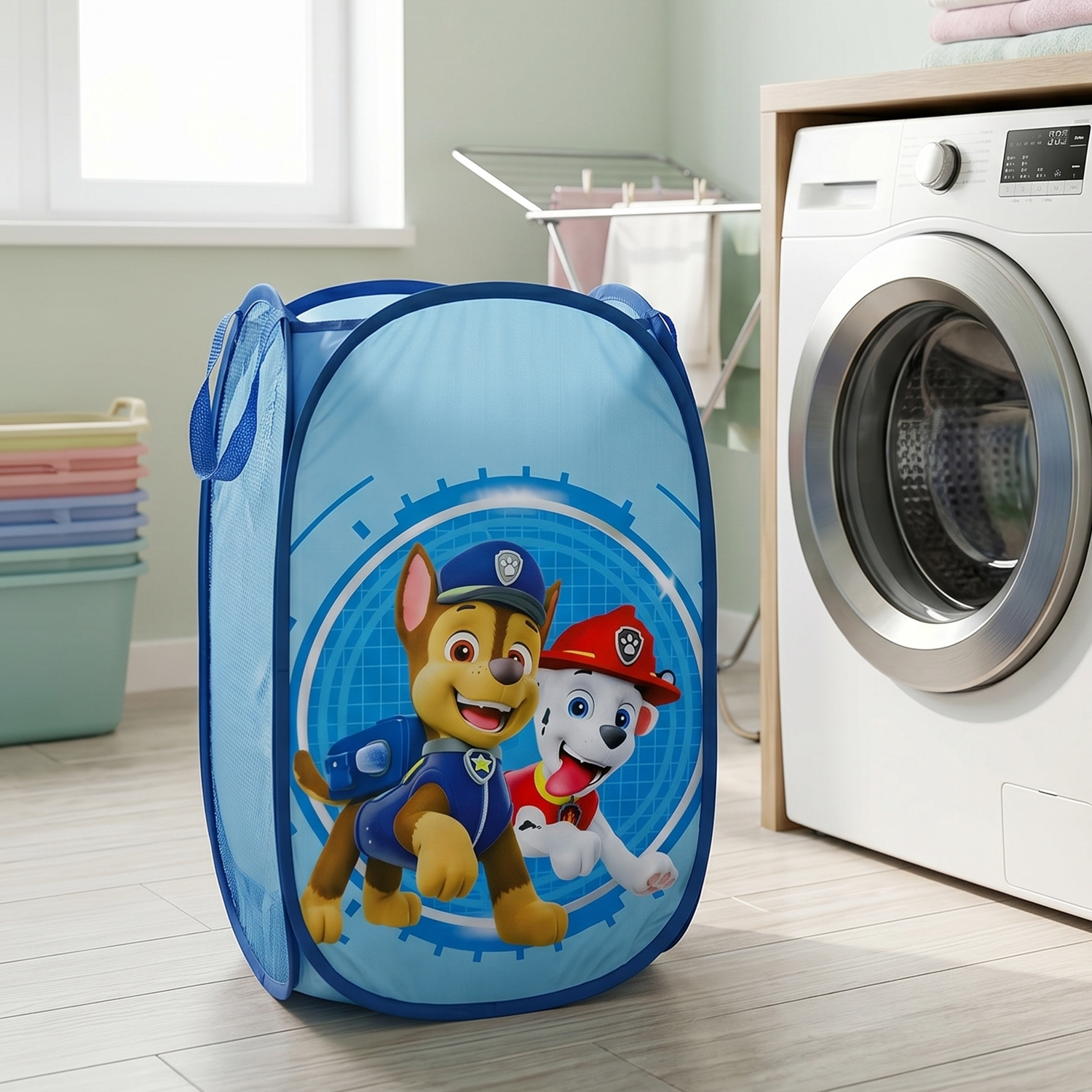 Kids Cartoon Foldable Laundry Basket Toy Storage Hamper (1 Pc, 34x59cm)