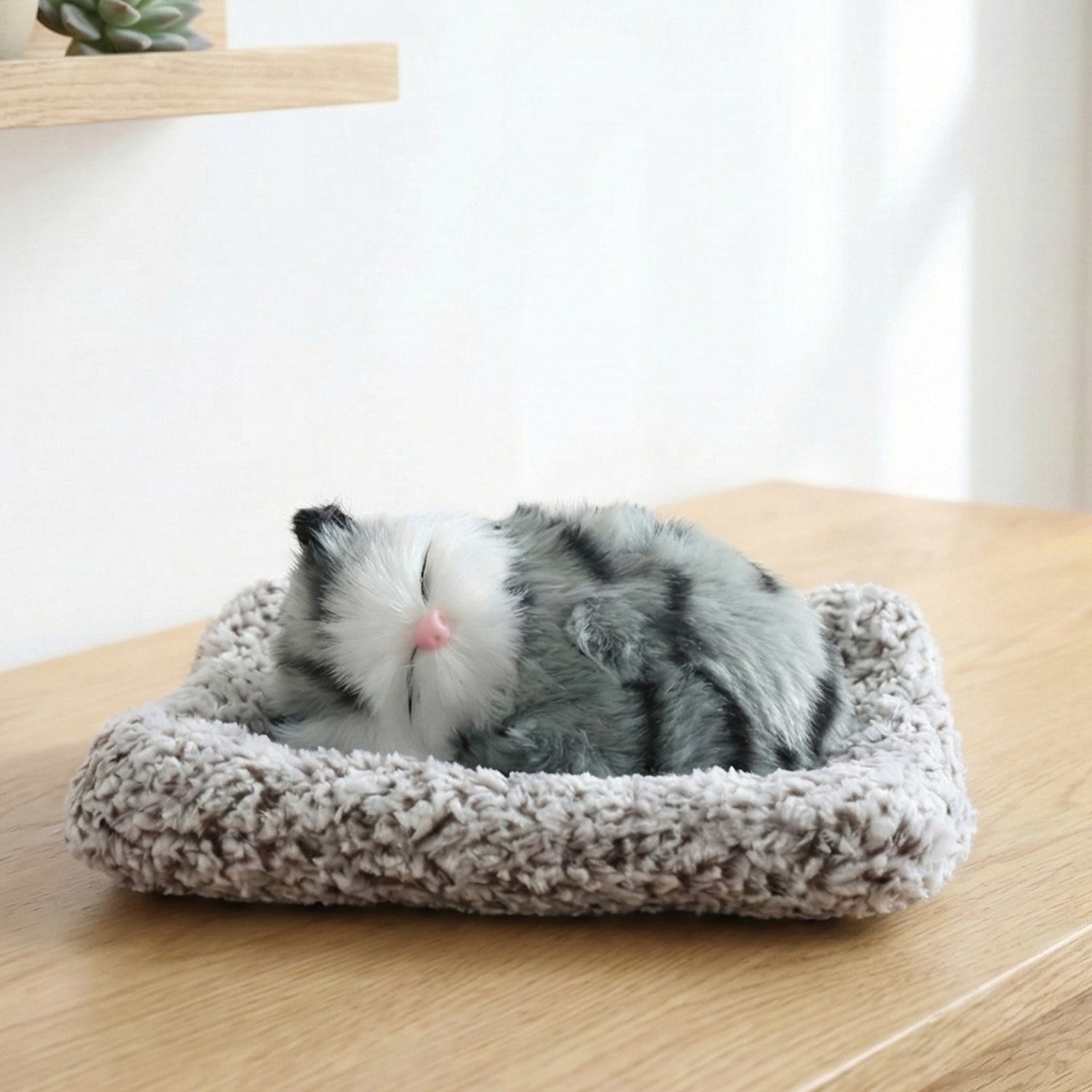 Soft Plush Cute Closed-Eye Cat Car Dashboard Showpiece Toy (1 Pc)