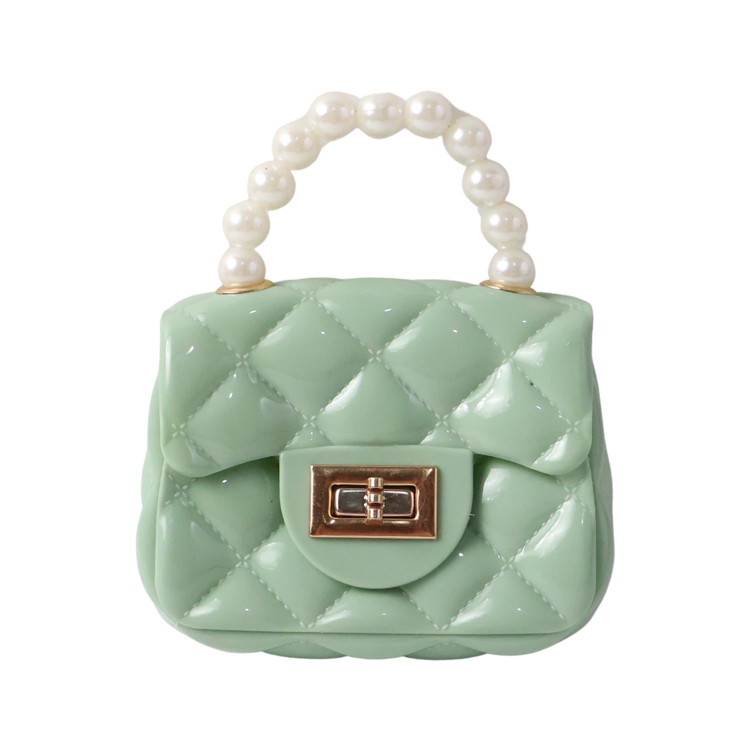 Fashion quilted mini bag with decorative pearl handle