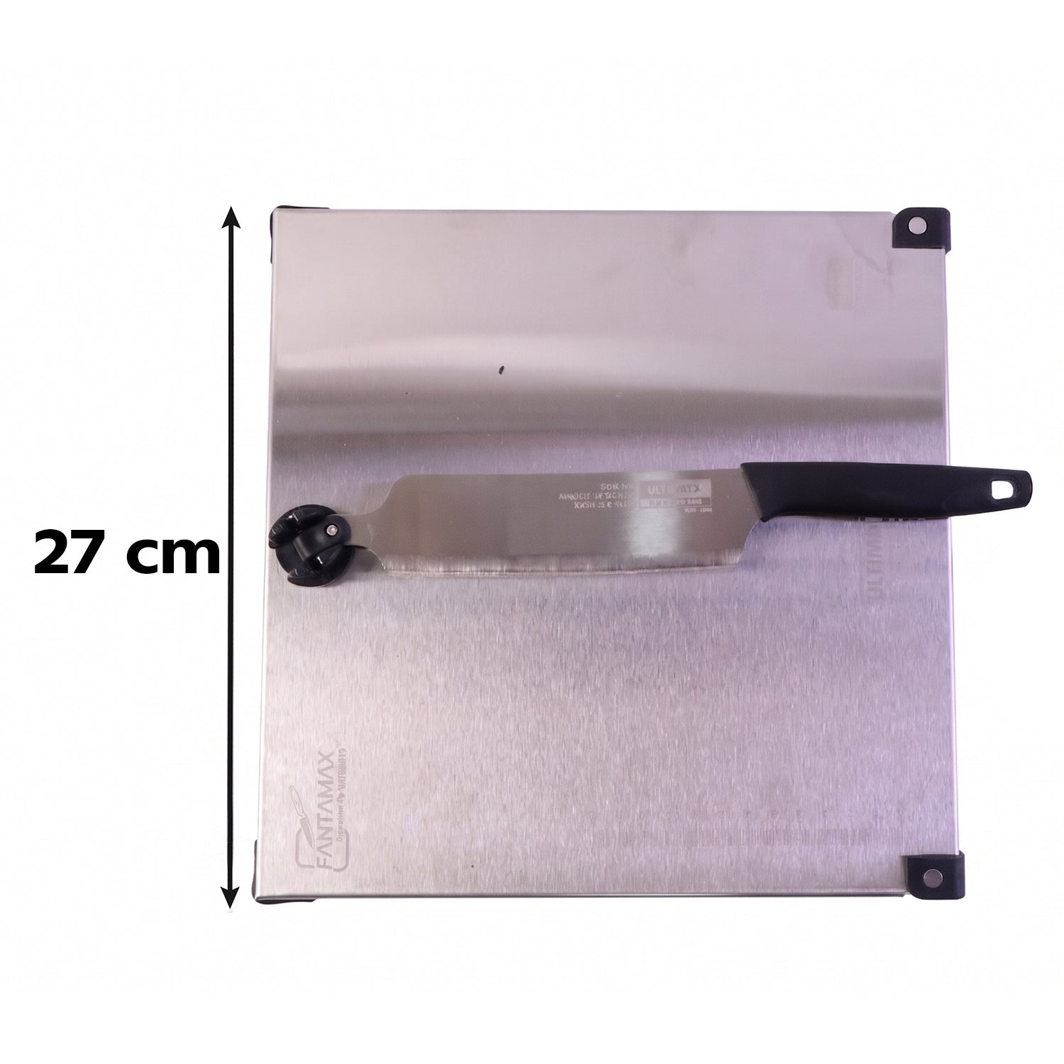 Stainless Steel 2 in 1 Cut and Chop Board with Knife and Sharpener (1 Set)