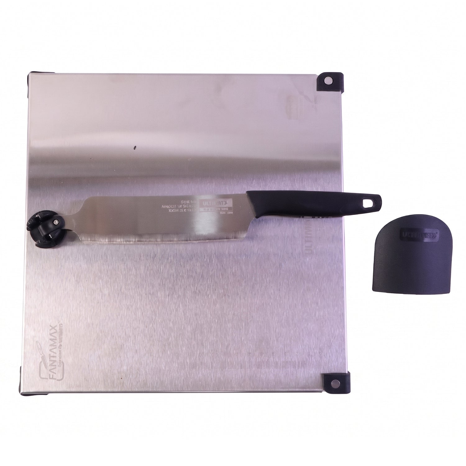 Stainless Steel 2 in 1 Cut and Chop Board with Knife and Sharpener (1 Set)