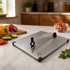 Stainless Steel 2 in 1 Cutting and Chopping Board with Knife for Kitchen (1 Pc)