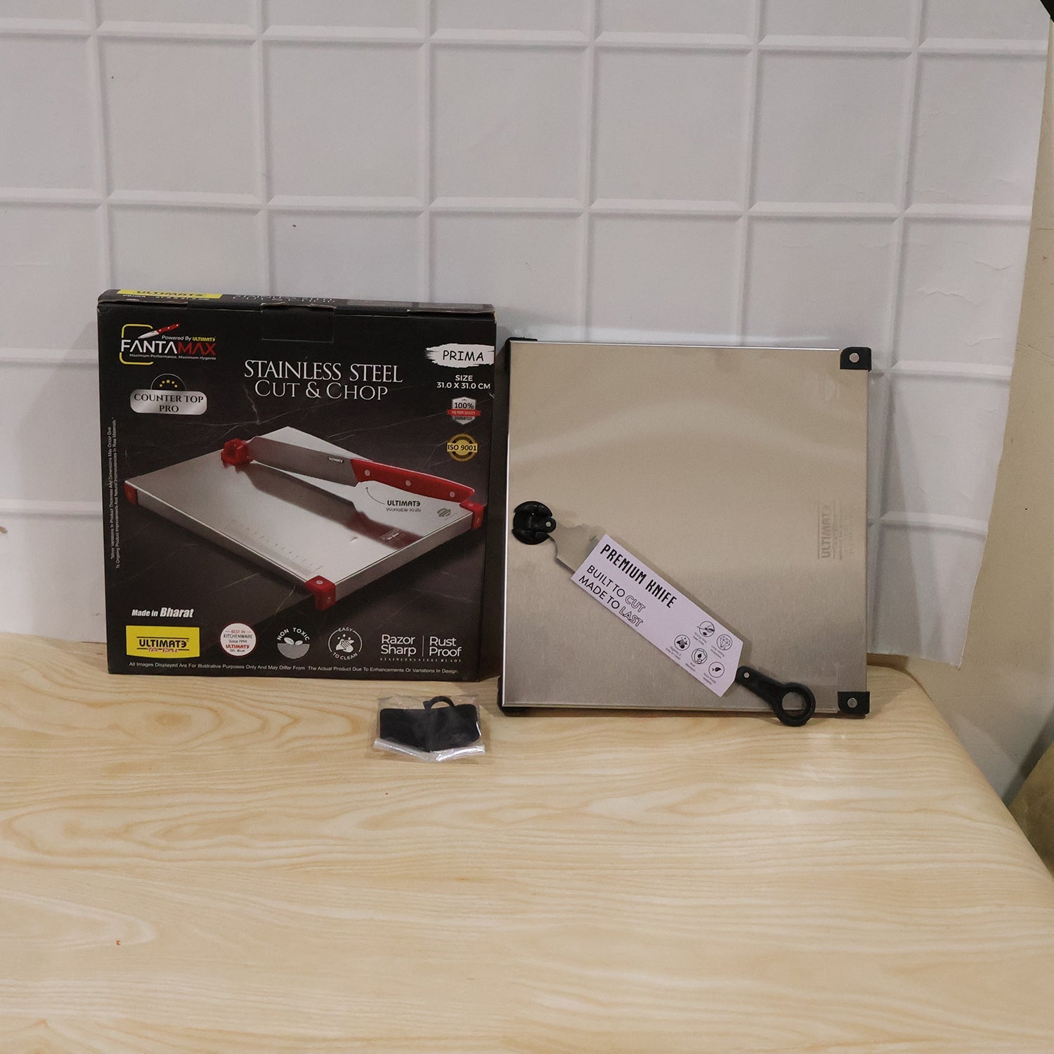 Stainless Steel 2 in 1 Cutting and Chopping Board with Knife for Kitchen (1 Pc)