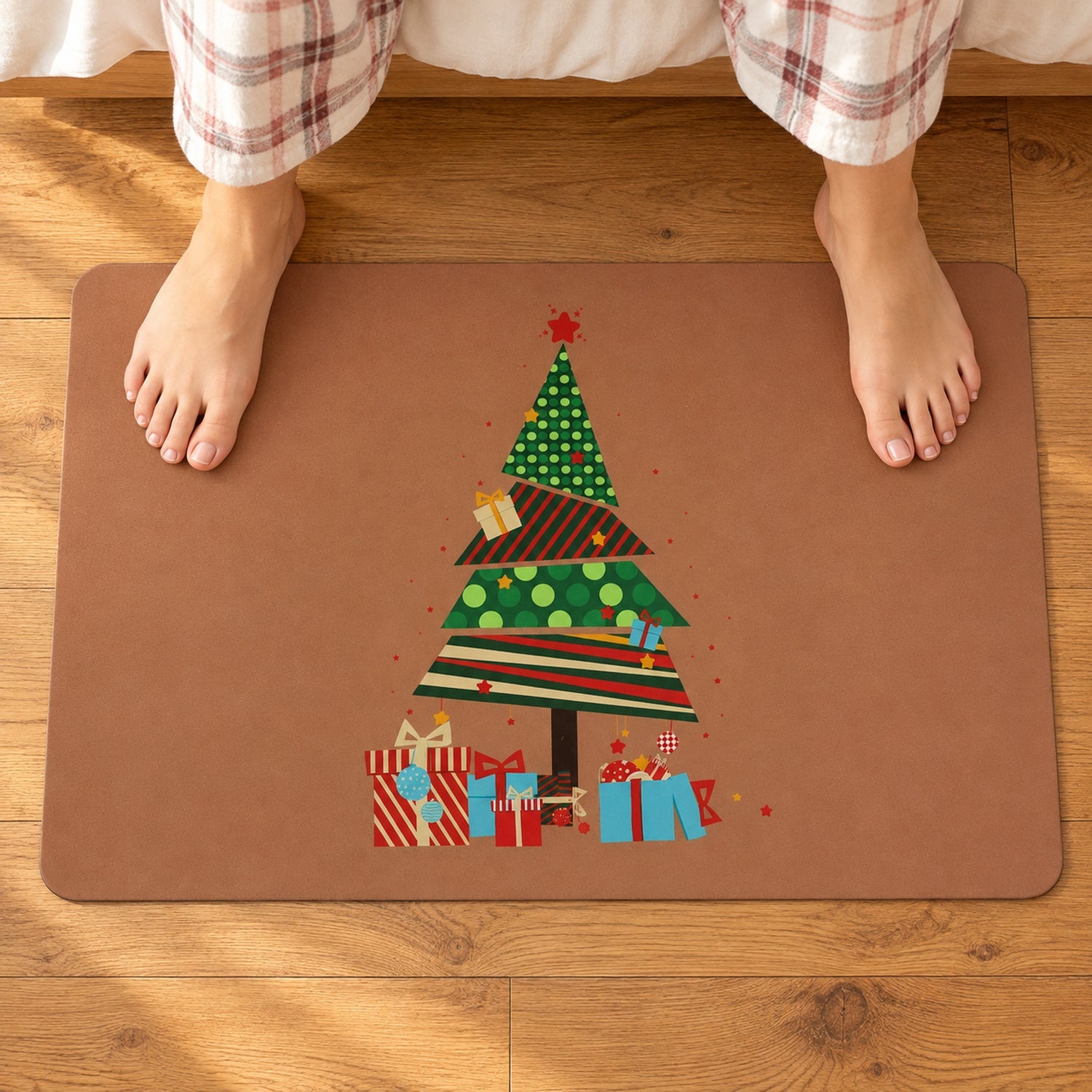 Anti slip festive rug bathroom