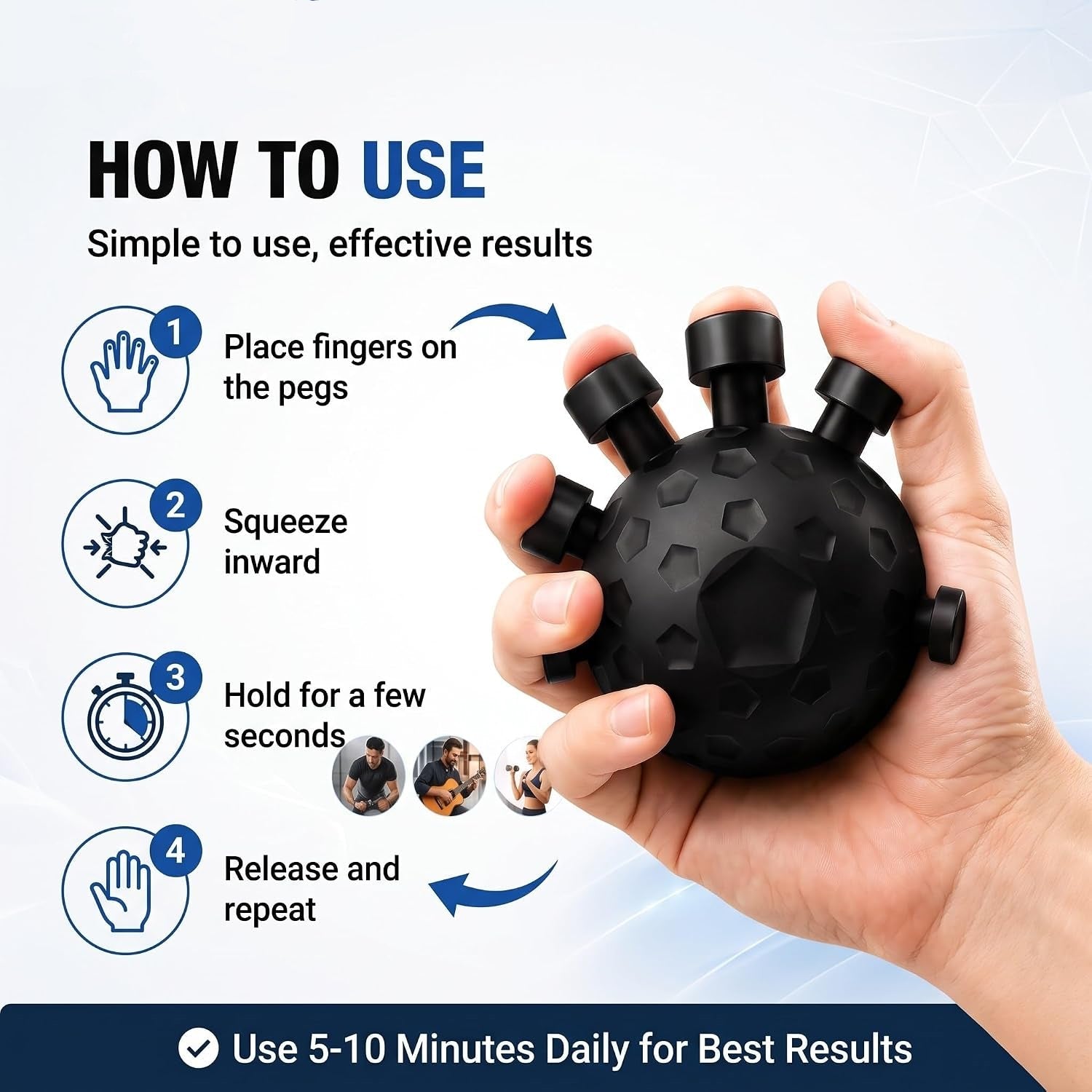 Eagle Claw Finger Gripper, Hand Grip Strength and Wrist Exerciser Ball (1 Pc)