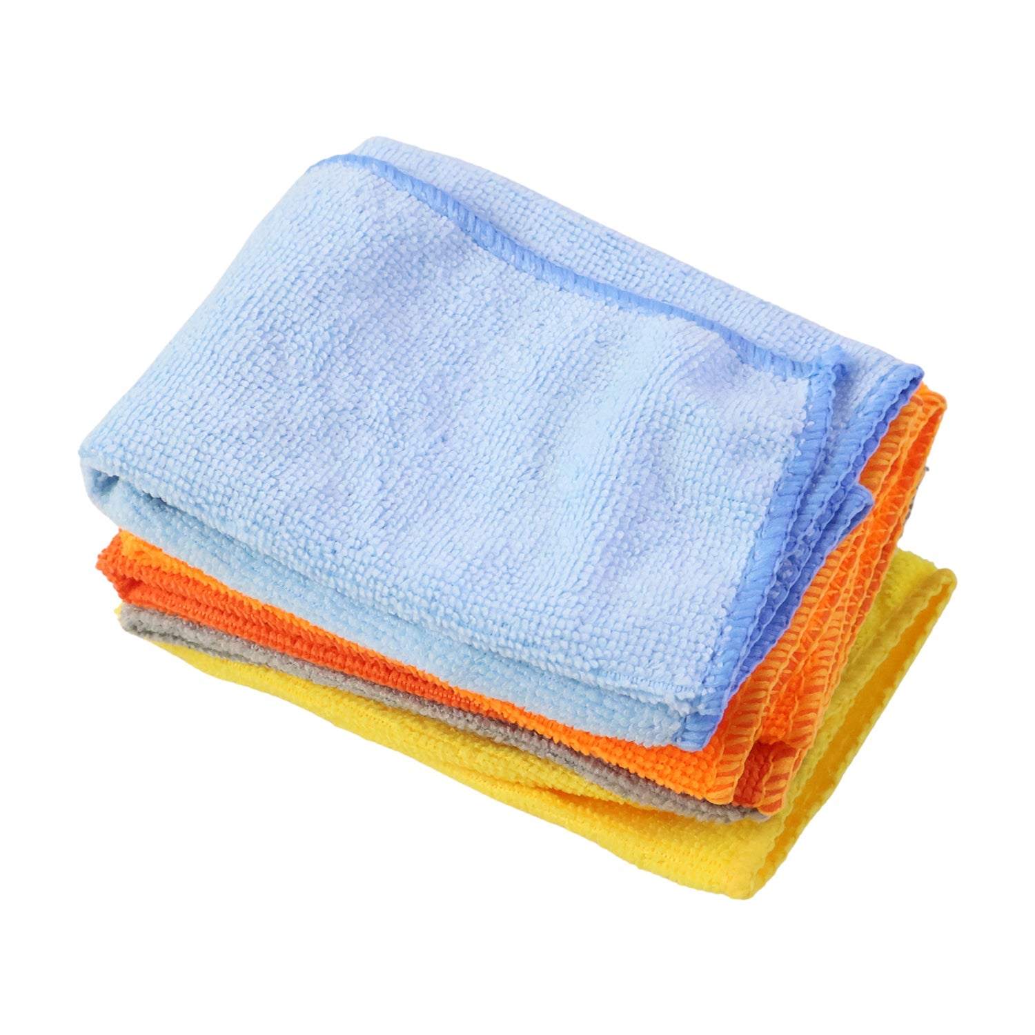 Color-coded microfiber towels for various cleaning tasks