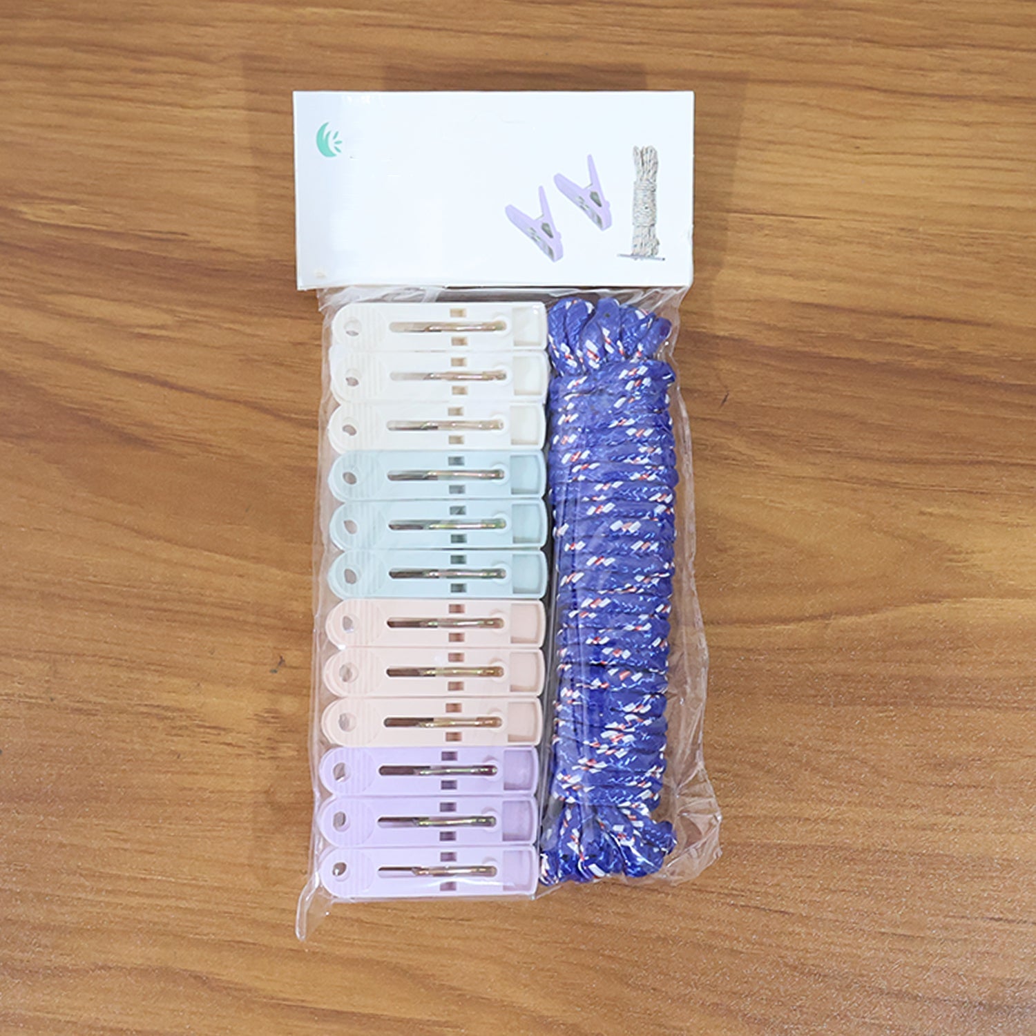 Clothesline Rope with 10 Clips – 5 Meter Approx Heavy Duty Laundry Drying Rope with Clip