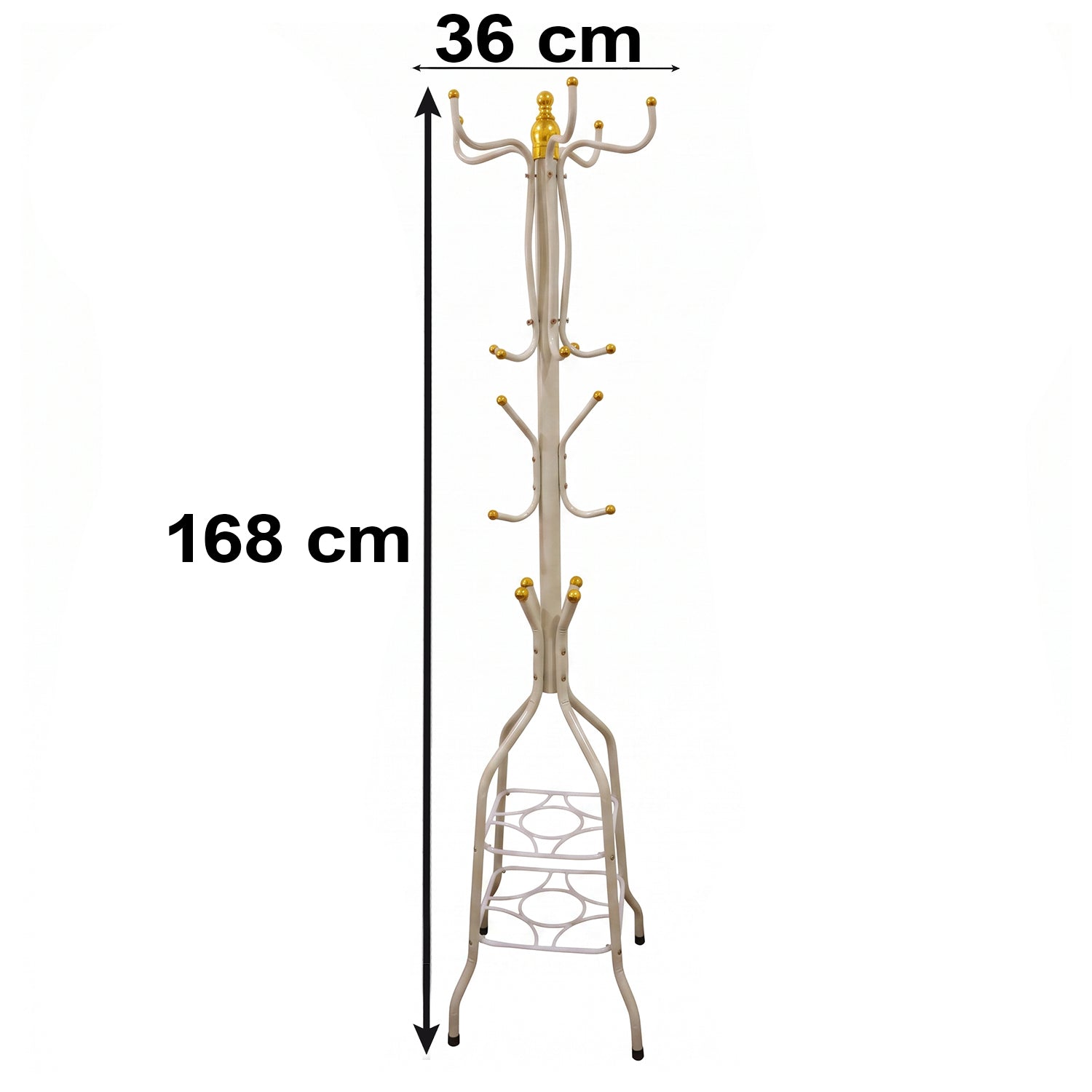 Metal Floor Standing Coat Rack Stand with Bottom Storage Shelf (1 Pc)