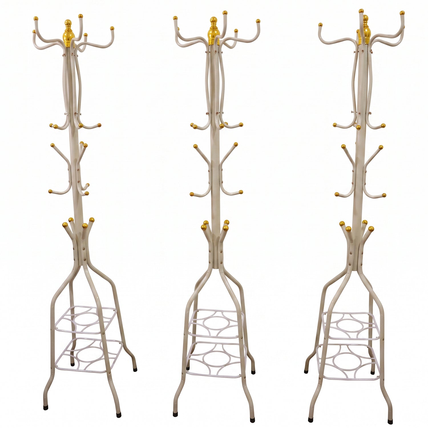 Metal Floor Standing Coat Rack Stand with Bottom Storage Shelf (1 Pc)