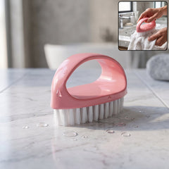 Pink handle scrubbing brush for deep cleaning
