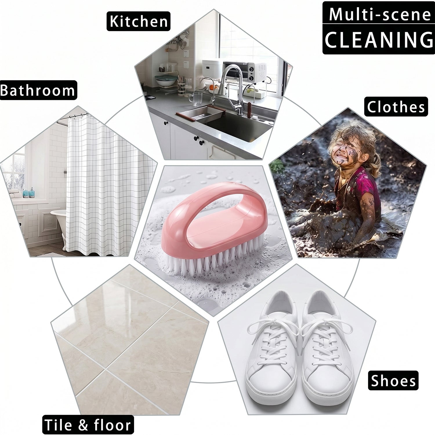 Top view of multi-purpose cleaning brush