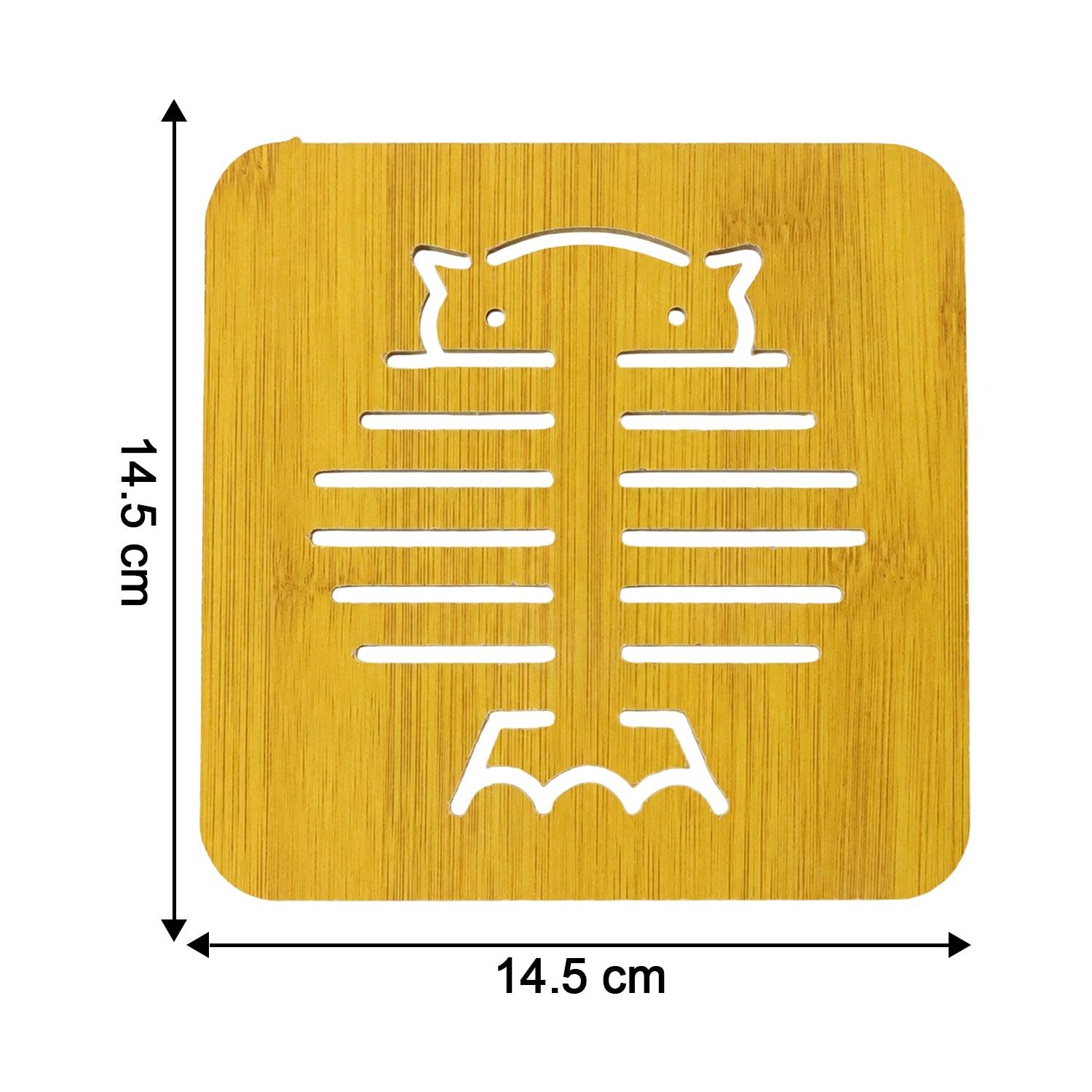 Square Wooden Trivet Mat with Cut Out Design for Hot Pots