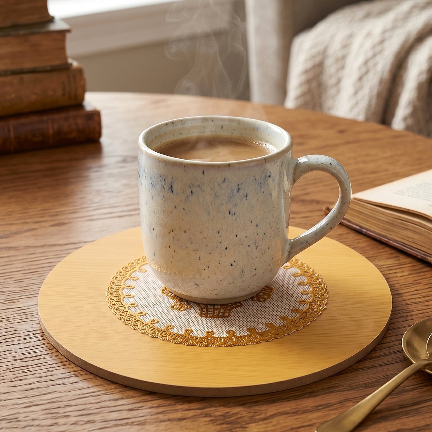 Natural wood coaster showcasing craftsmanship and finish.