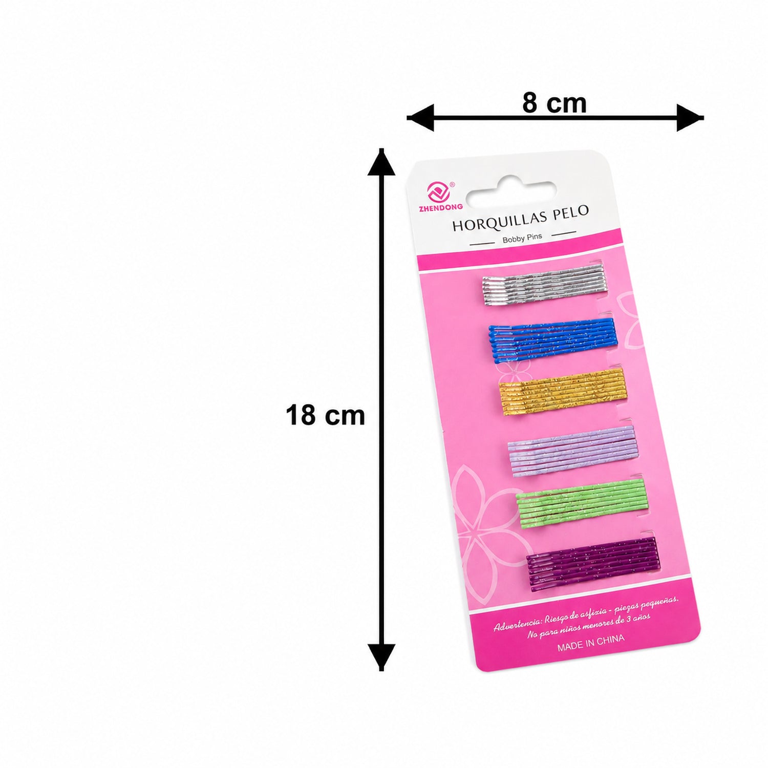 Glitter pins size guide