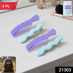 Comb-Shaped Hair Clips Set for Girls & Women – Stylish Hair Pins (4 Pc )