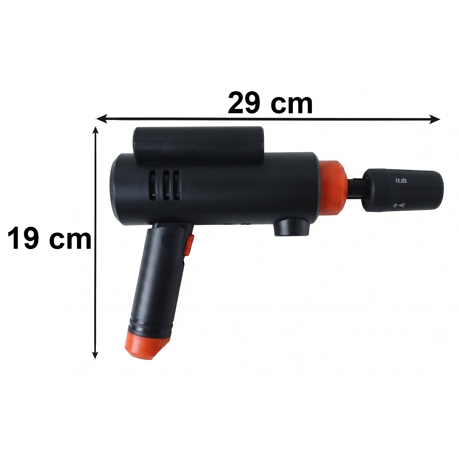 Durable ABS and metal cordless pressure washer set for on-the-go cleaning.