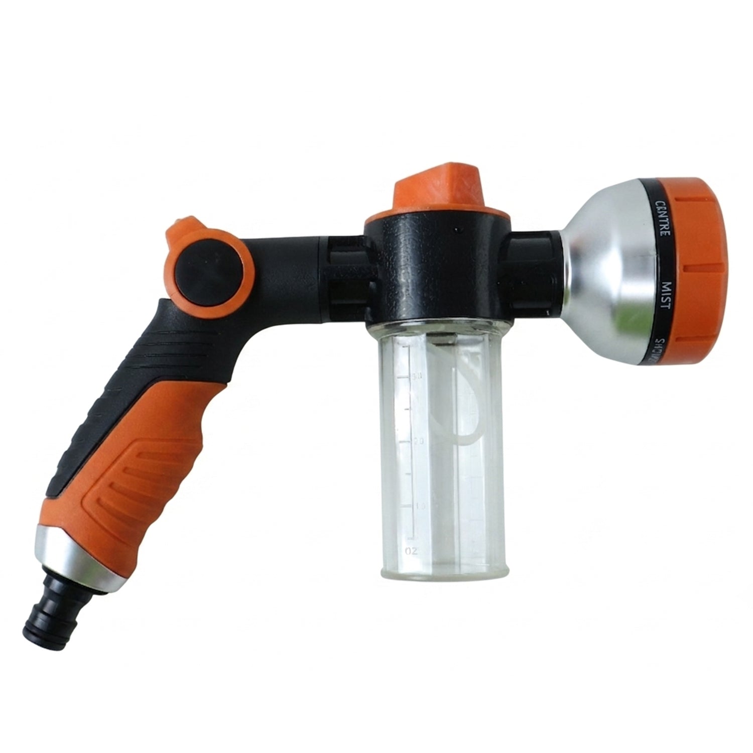 Ergonomic trigger handle of the adjustable hose spray nozzle for comfortable use.