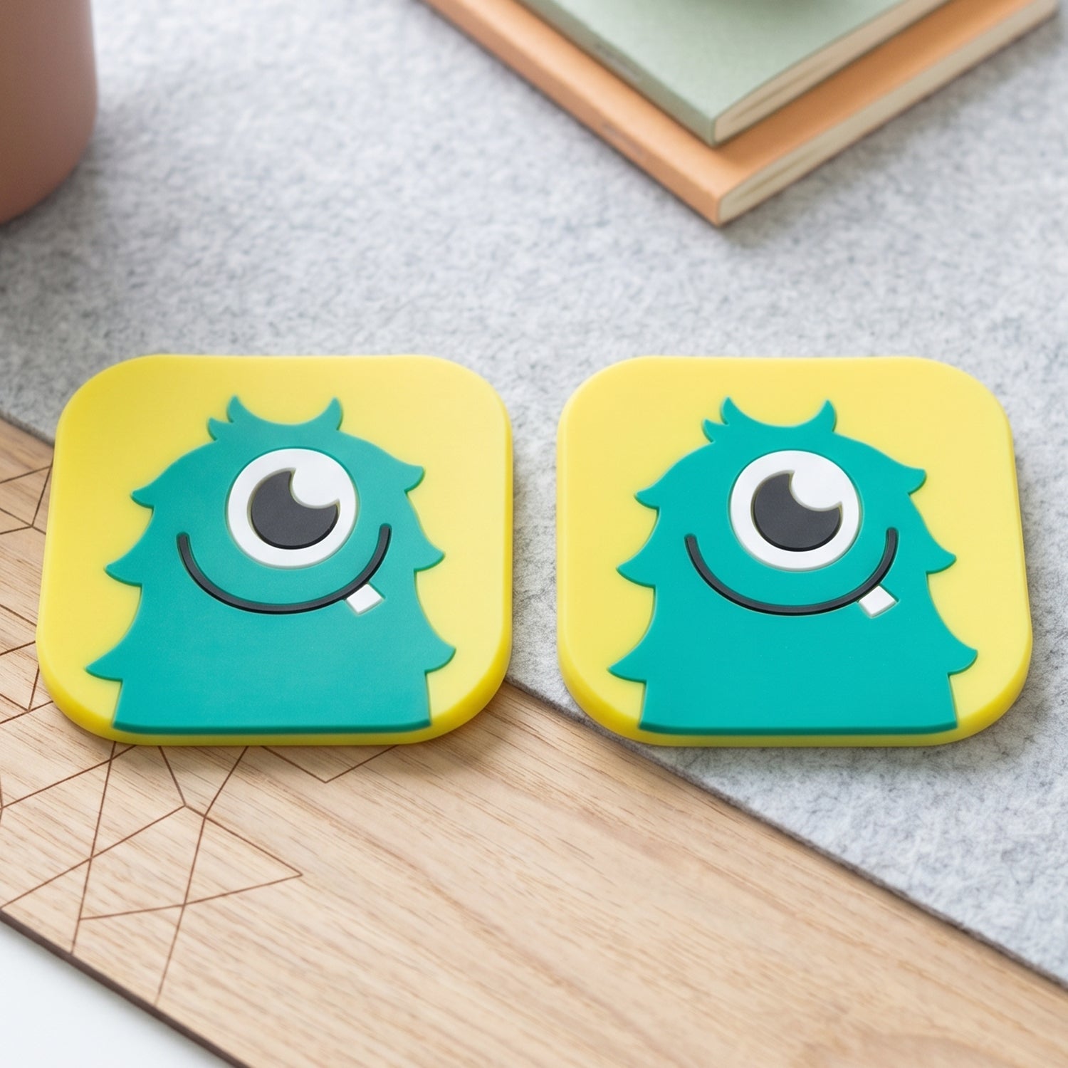 Two-piece silicone coaster set perfect for home, office, or cafÃ©.