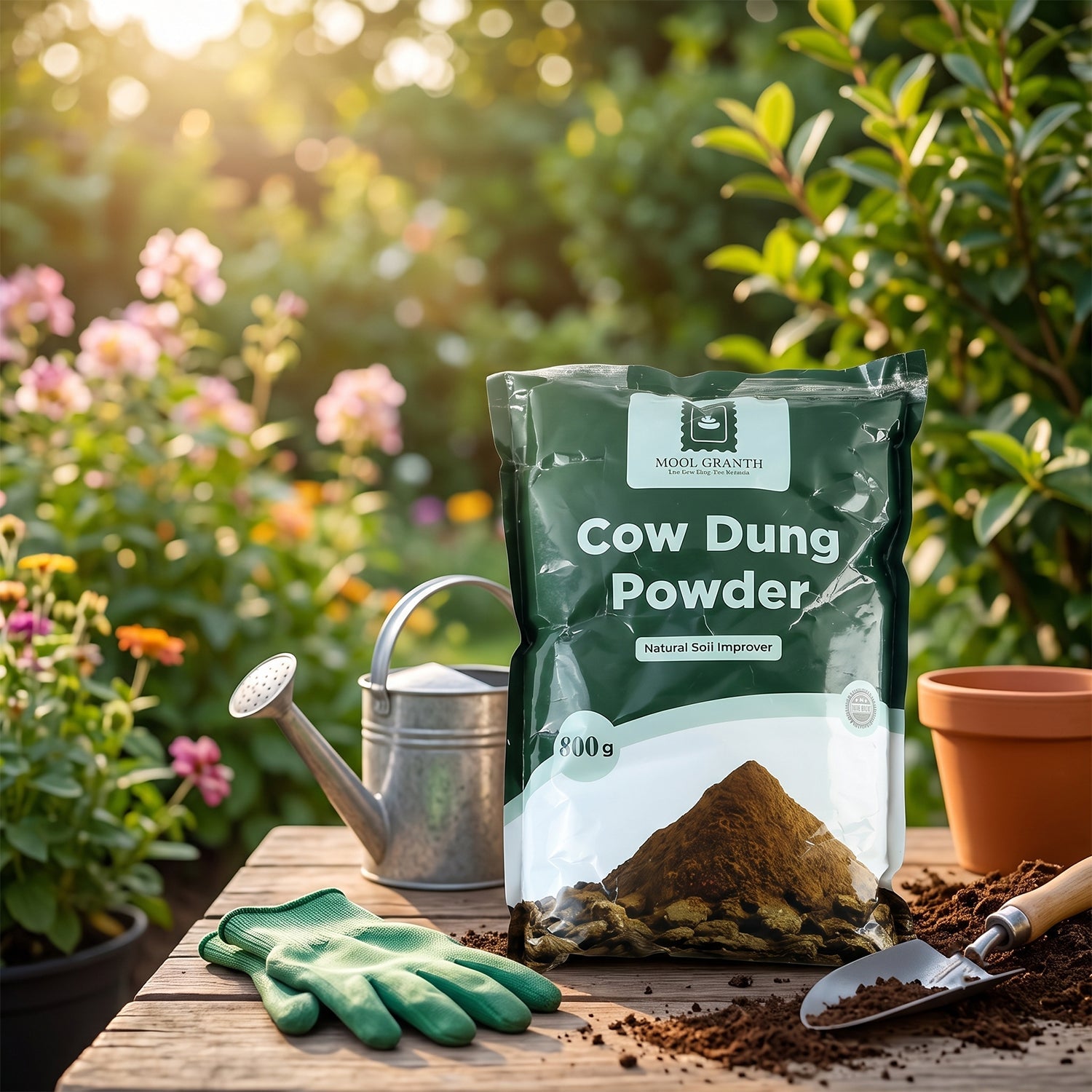 Organic Cow Dung Powder 800g, Natural Soil Improver and Manure for Plants (1 Pc)
