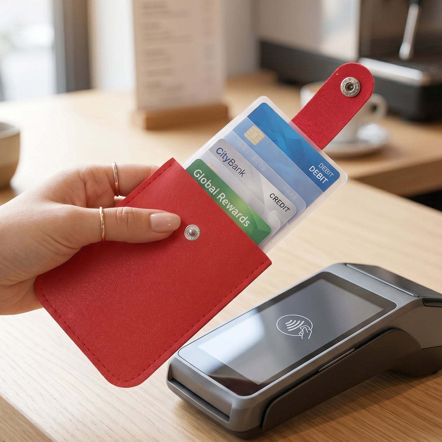 Card holder showing multiple slots for cards