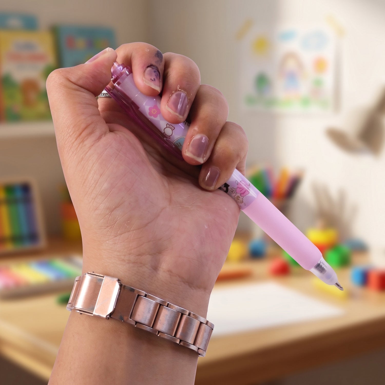 Cute Erasable Pen with Mix Colors, 1 Pc, Perfect for Kids