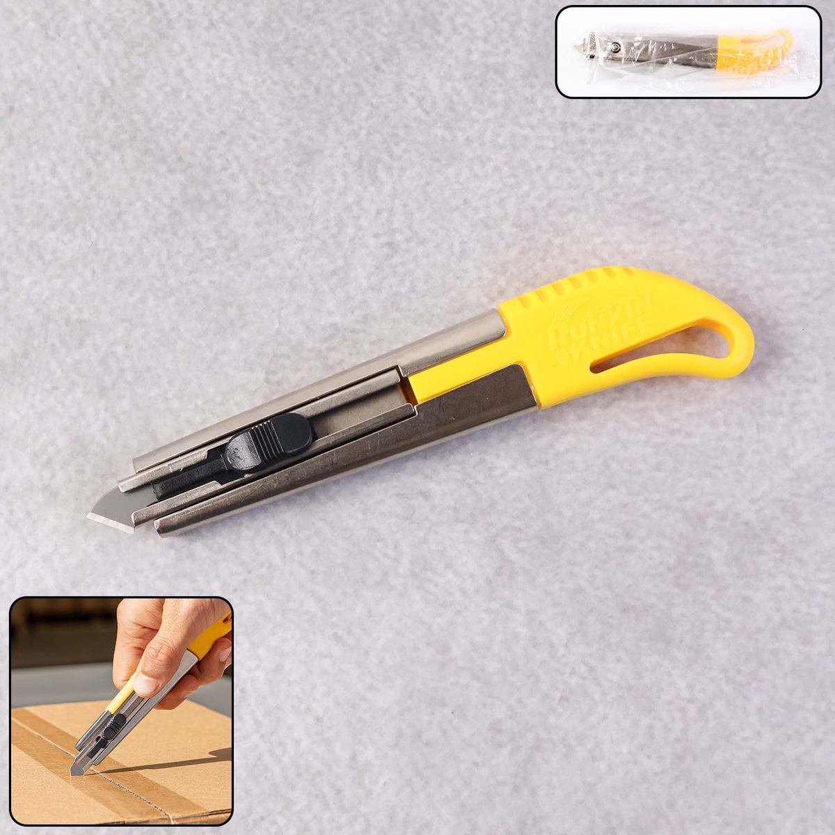 Heavy-Duty Stainless Steel Body Utility Cutter Knife (1 Pc / With 2 Extra Blade)