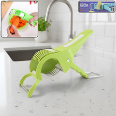 Quickslice Vegetable Cutter with attached peeler on white background