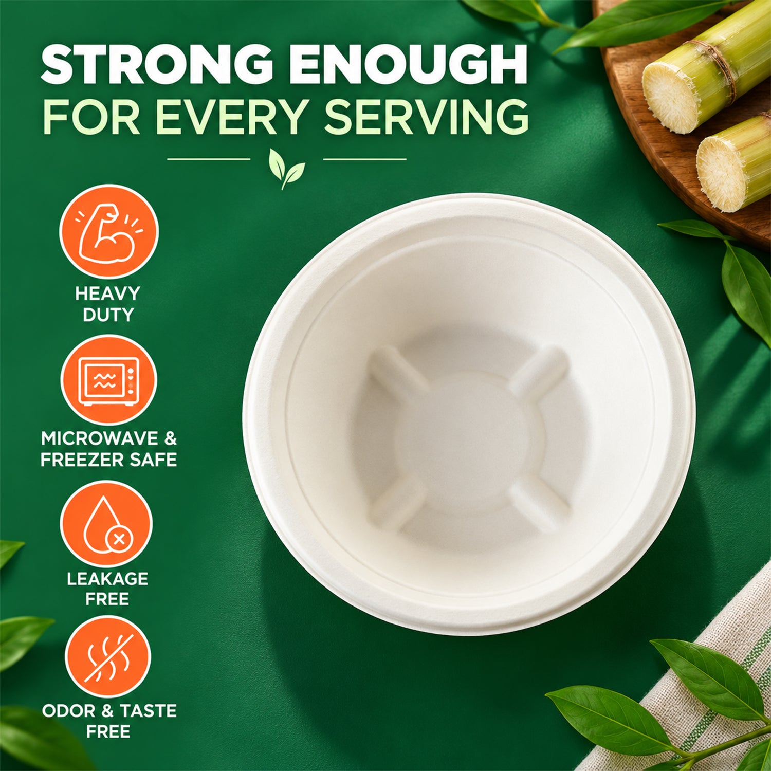 Compostable Bagasse Bowl 240ml – Eco-Friendly 25 Pc Set