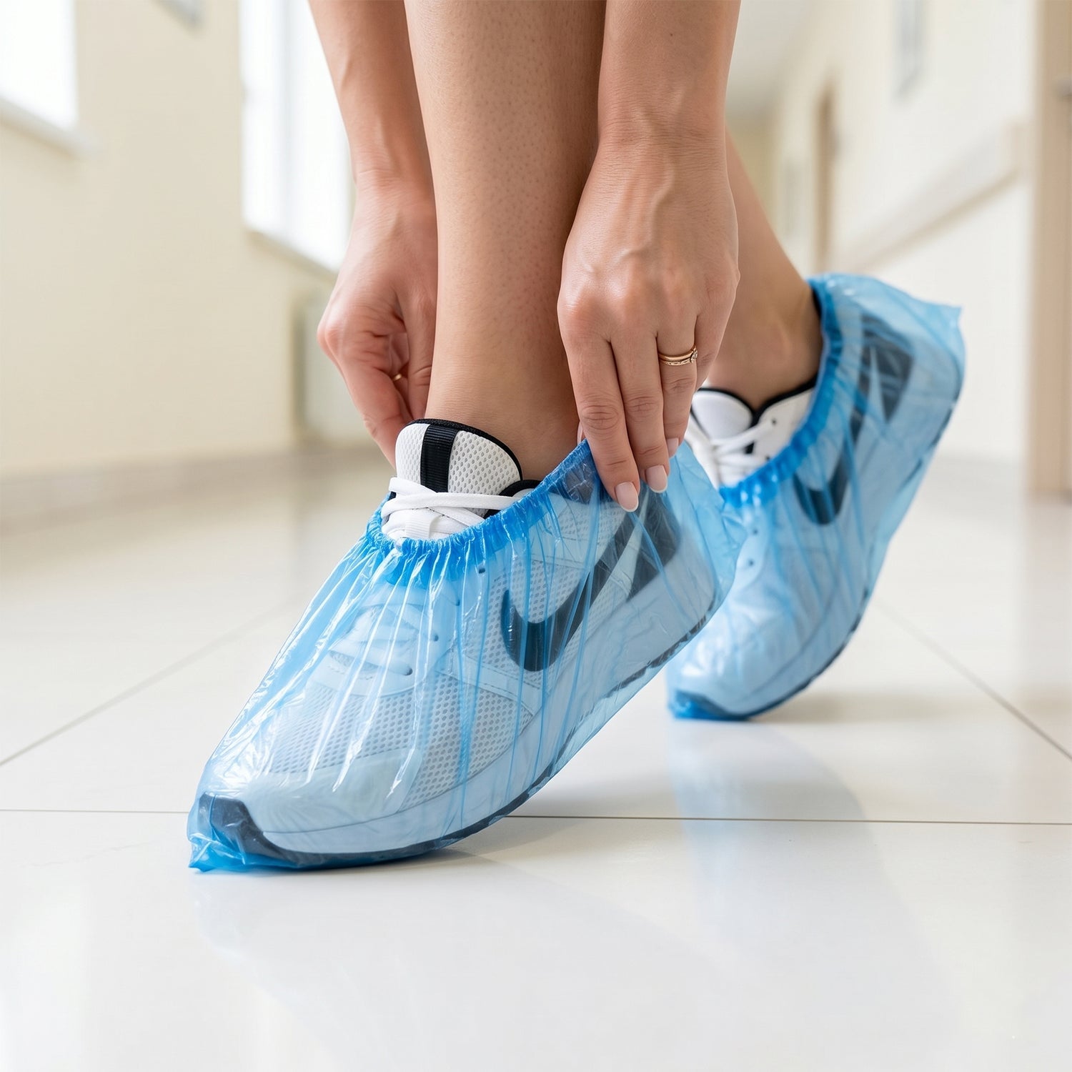 Disposable Plastic Shoe Cover Set with Elastic Fit (100 Pc Set)