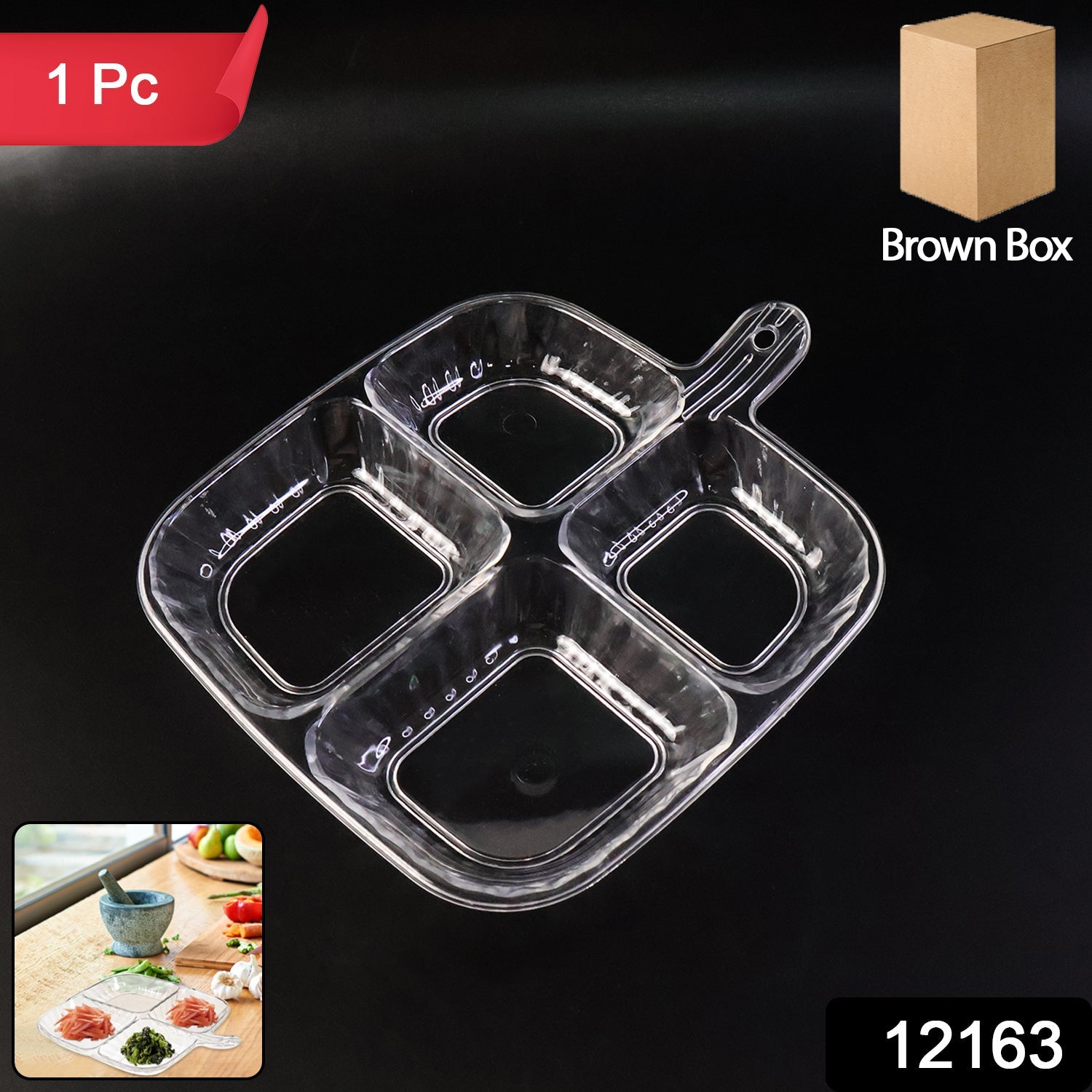 Clear segmented serving tray for kids and adults