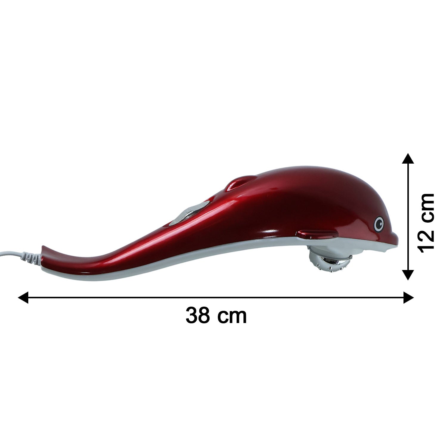 Electric Dolphin Massager with size dimensions for scale