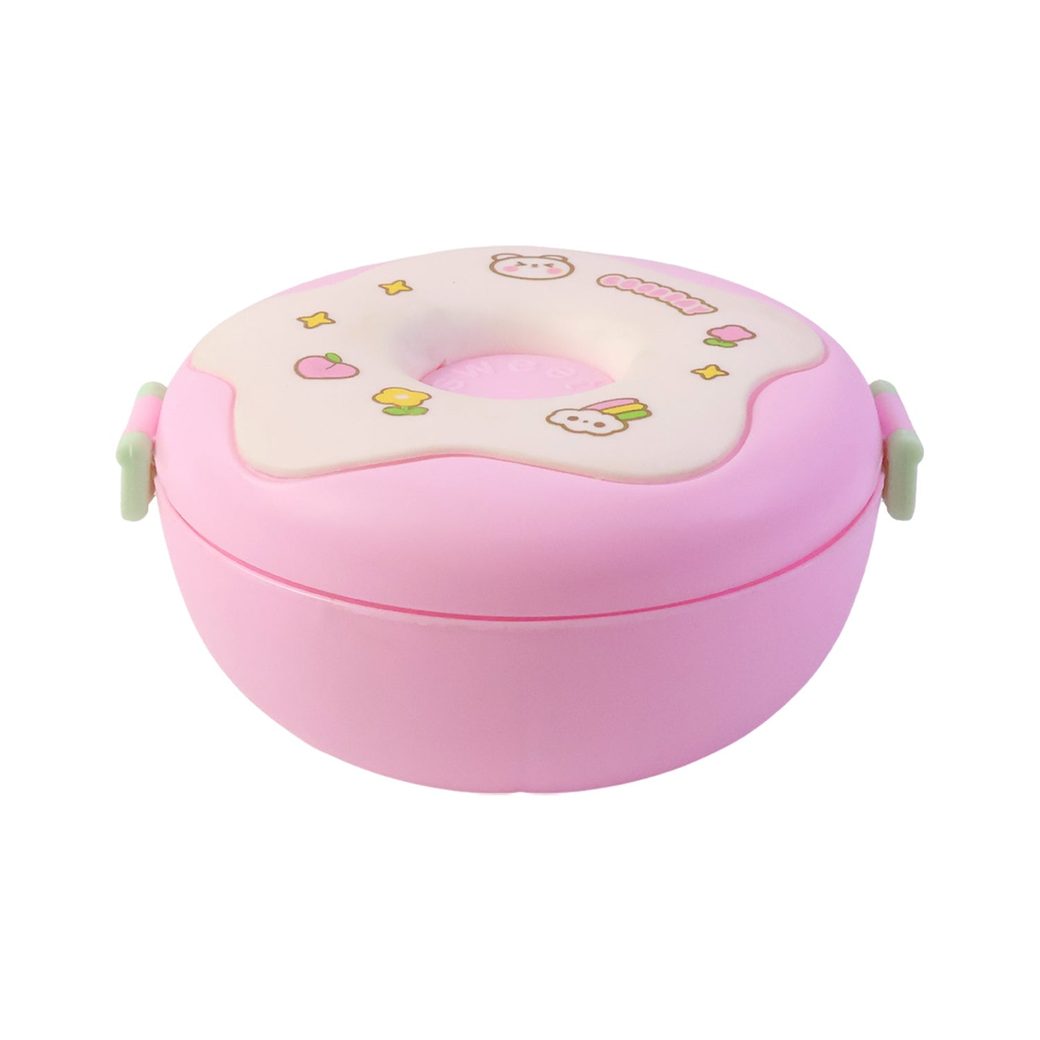 Stack of multiple Donut Shaped Lunch Boxes in various mixed colors