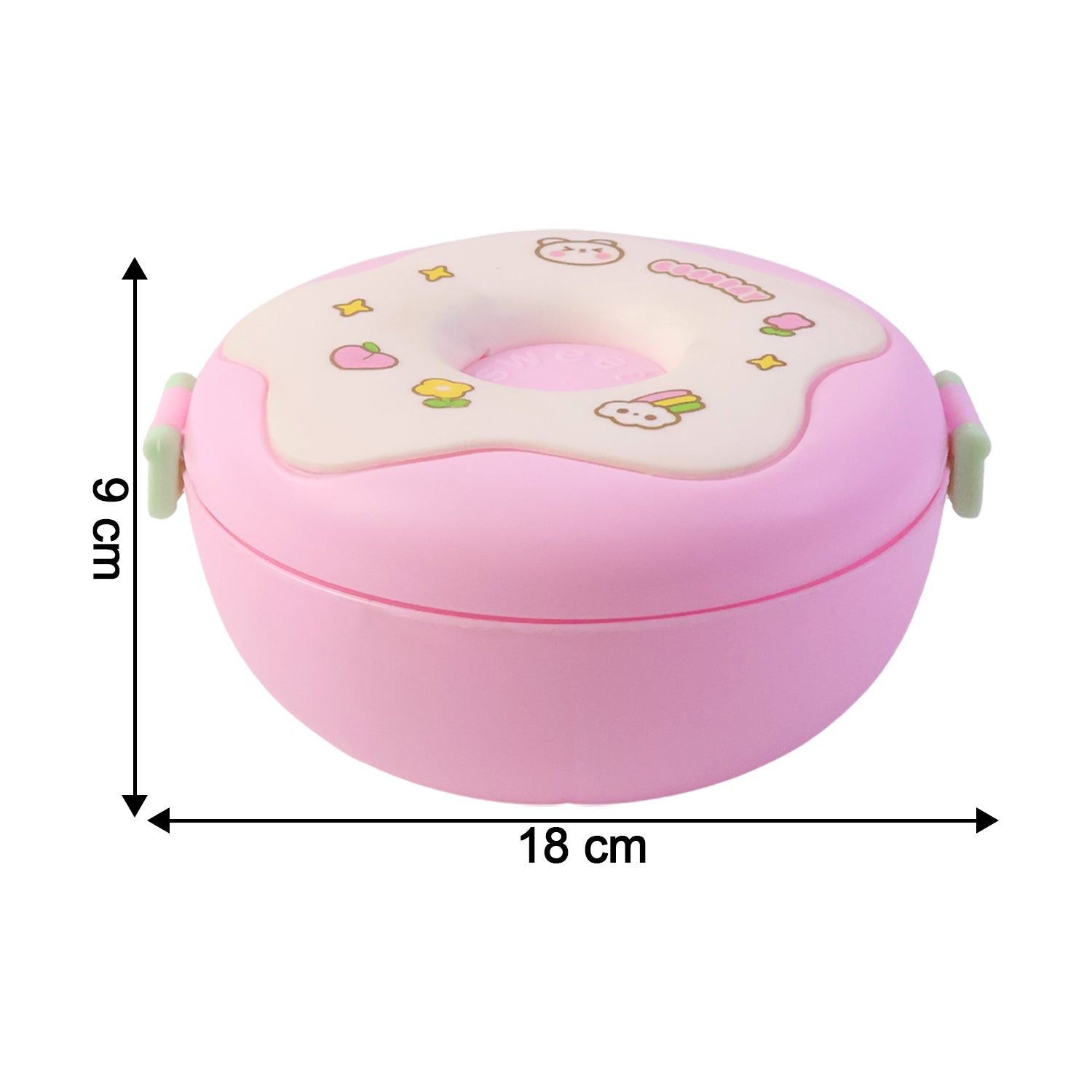 Donut Lunch Box & matching spoon on a clean surface