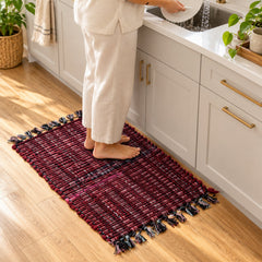 Soft Woven Decorative Floor Mat with Tassel Edges for Home (1 Pc, 59x37 Cm)
