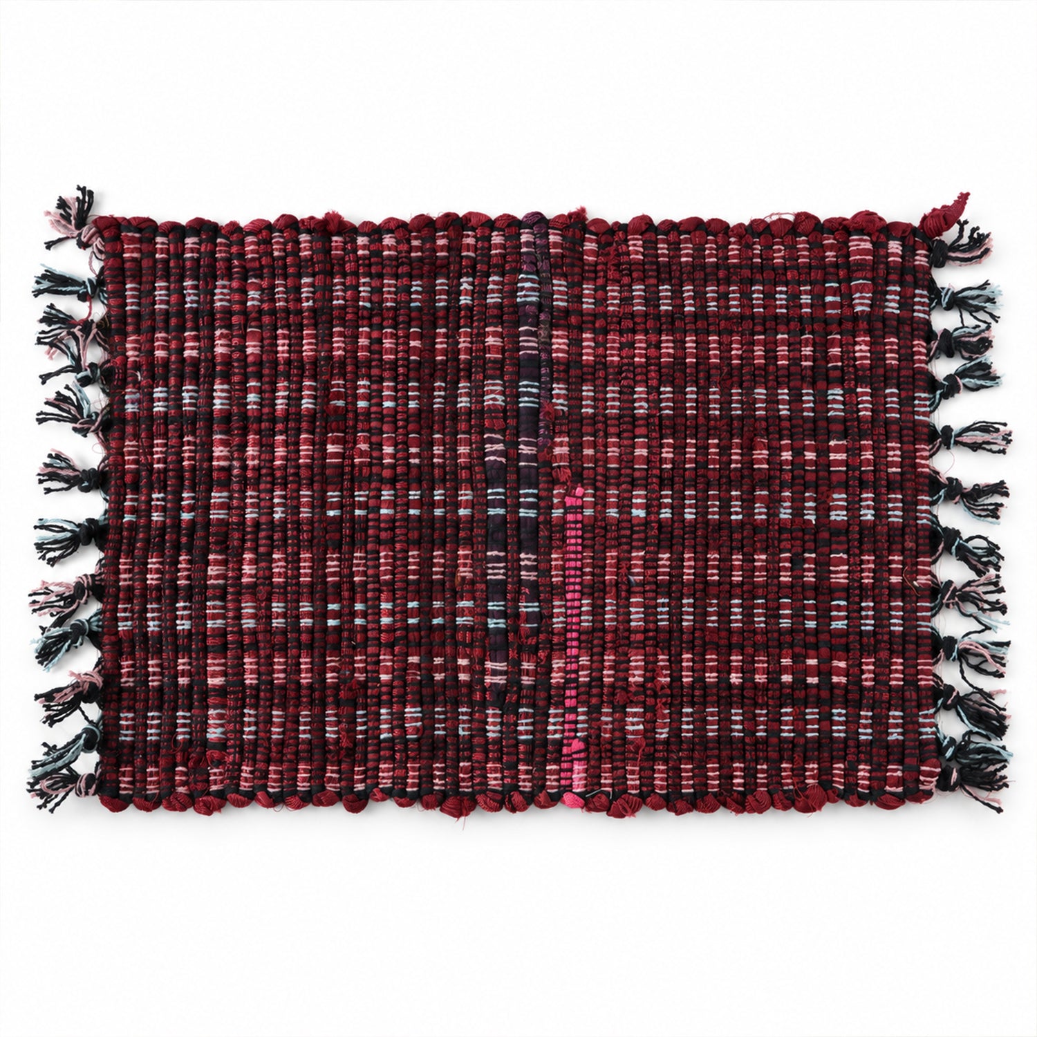Soft Woven Decorative Floor Mat with Tassel Edges for Home (1 Pc, 59x37 Cm)