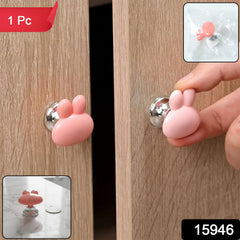 Close-up of bunny ear cabinet knob