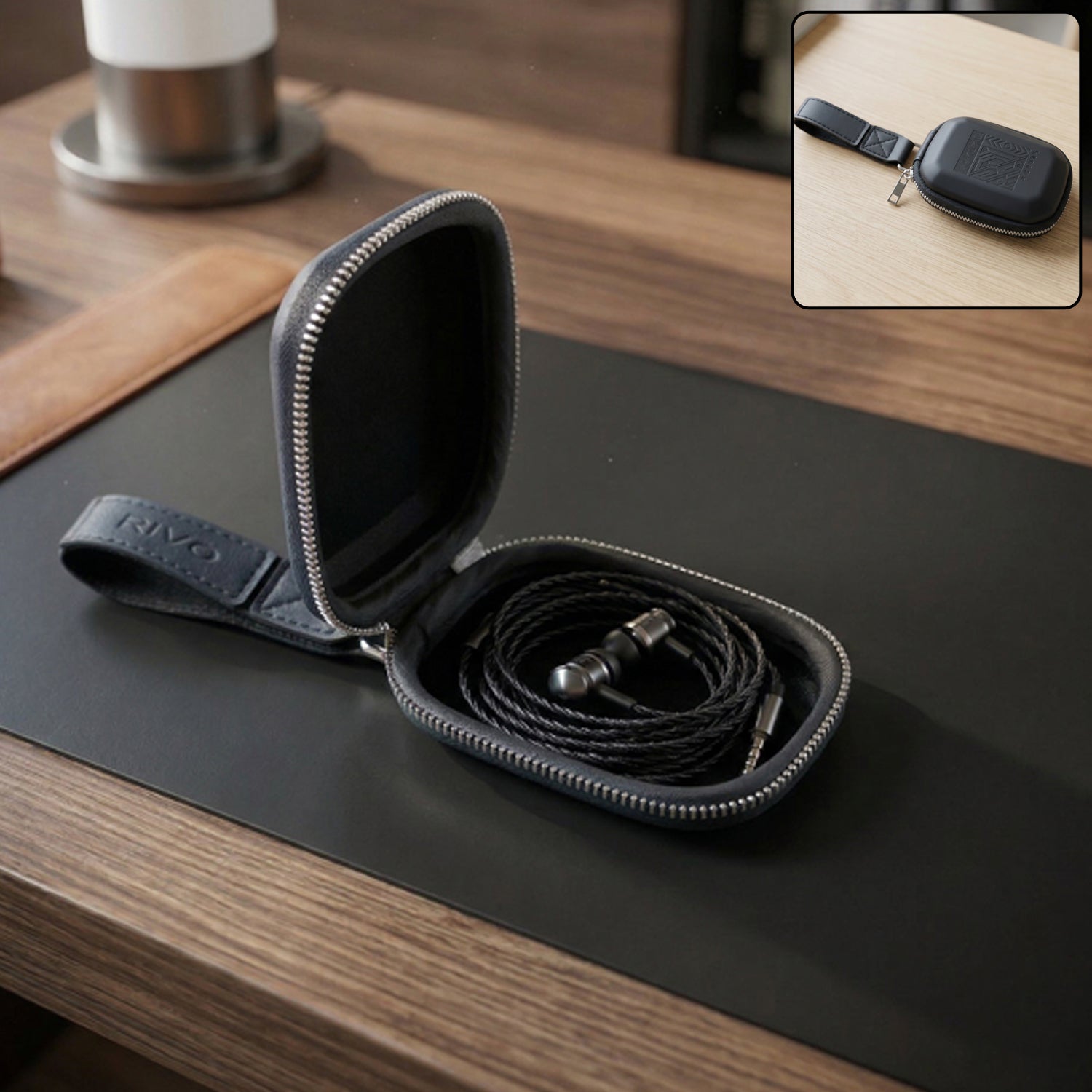Premium Hard Shell Earphone Carrying Case with Zipper Closure