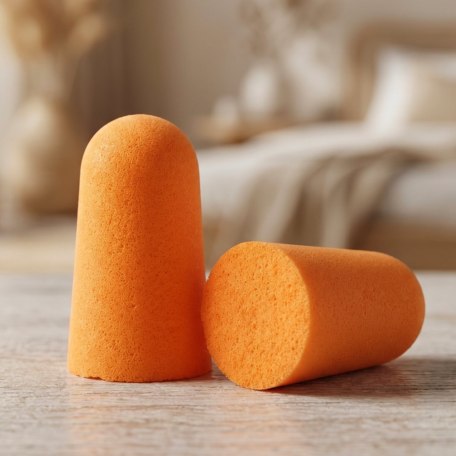 Various colors of soft foam earplugs