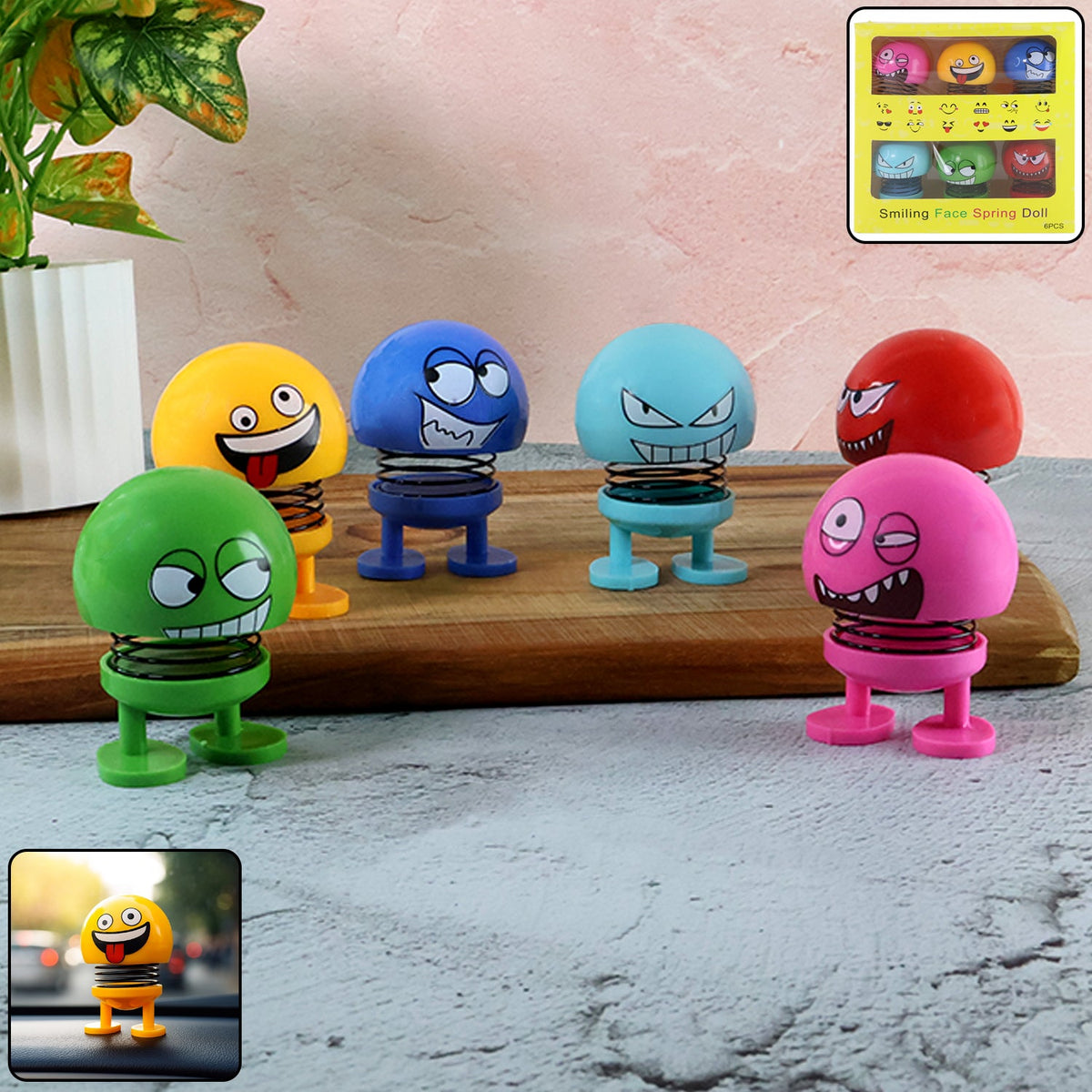 Spring Emoji Bobble Head Dolls - (6 Pc Set)
