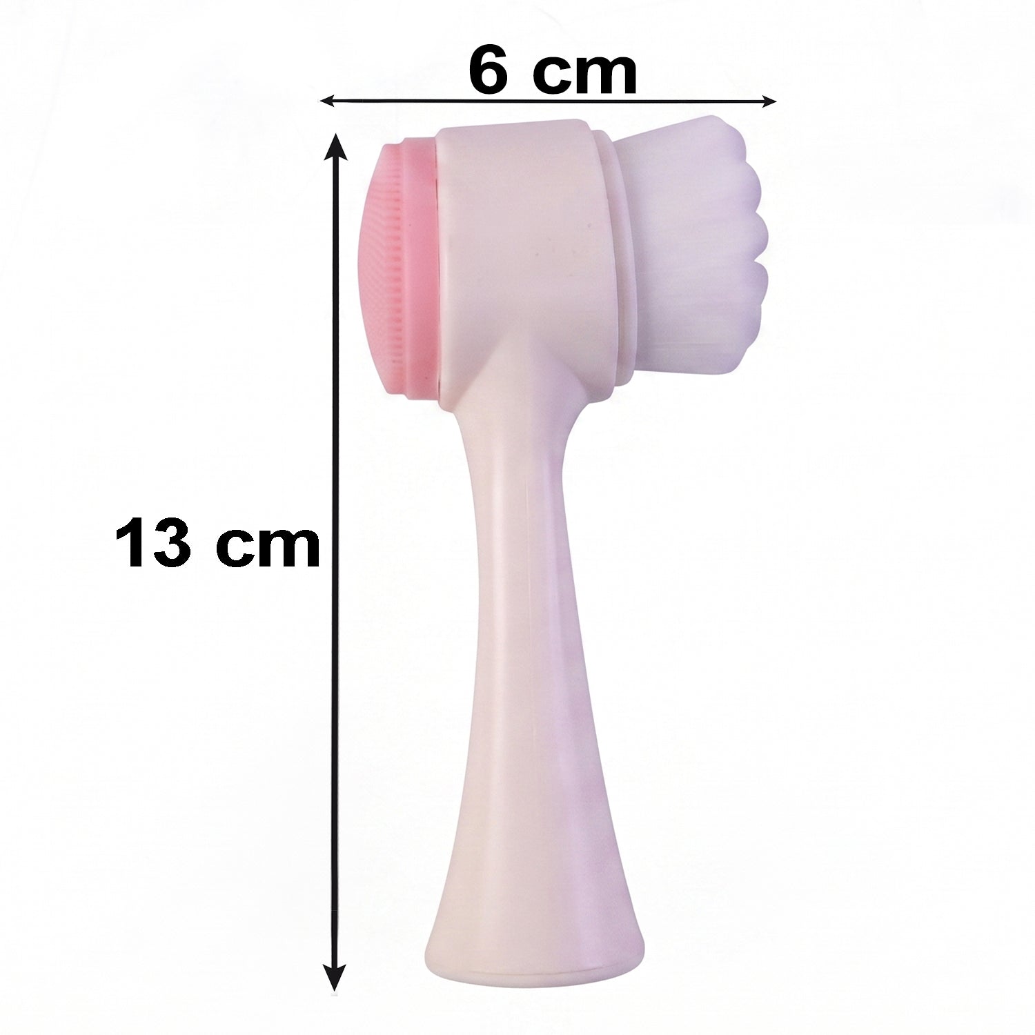 Travel-friendly facial cleansing brush in white and pink