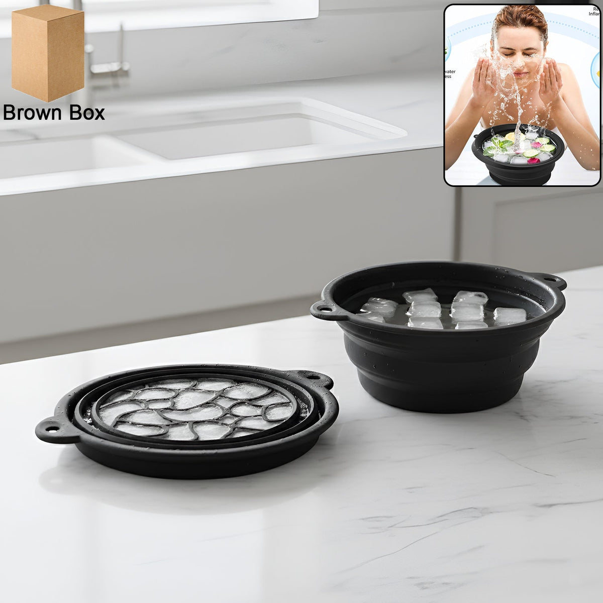 Portable foldable silicone ice facial bowl