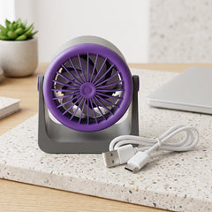 Quiet desktop circulation fan for tables and workspaces