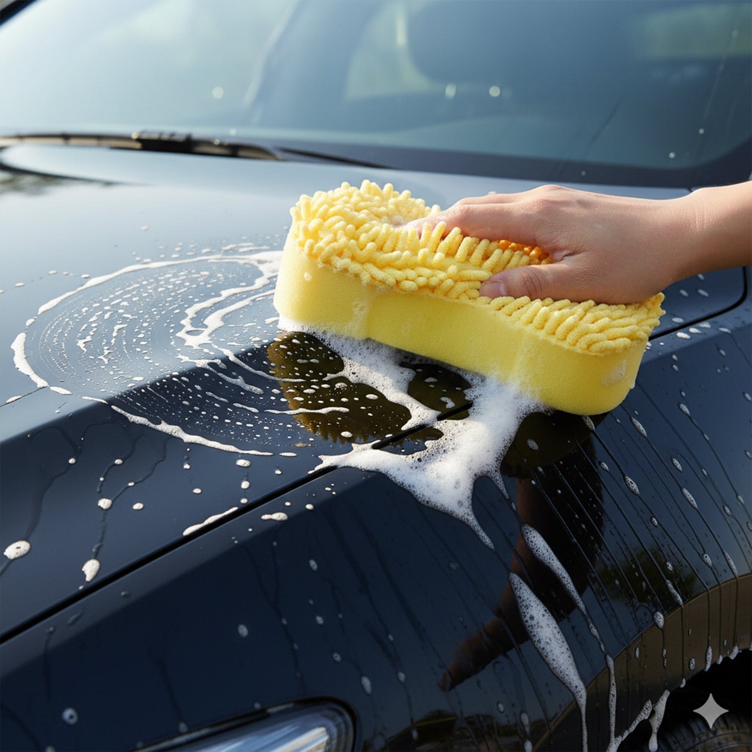 Dual-surface chenille microfiber car cleaning sponge