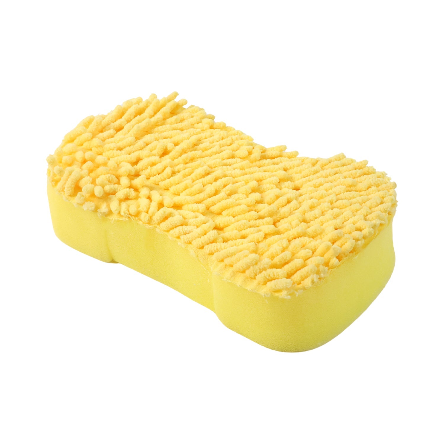 Car washing sponge showing chenille microfiber side