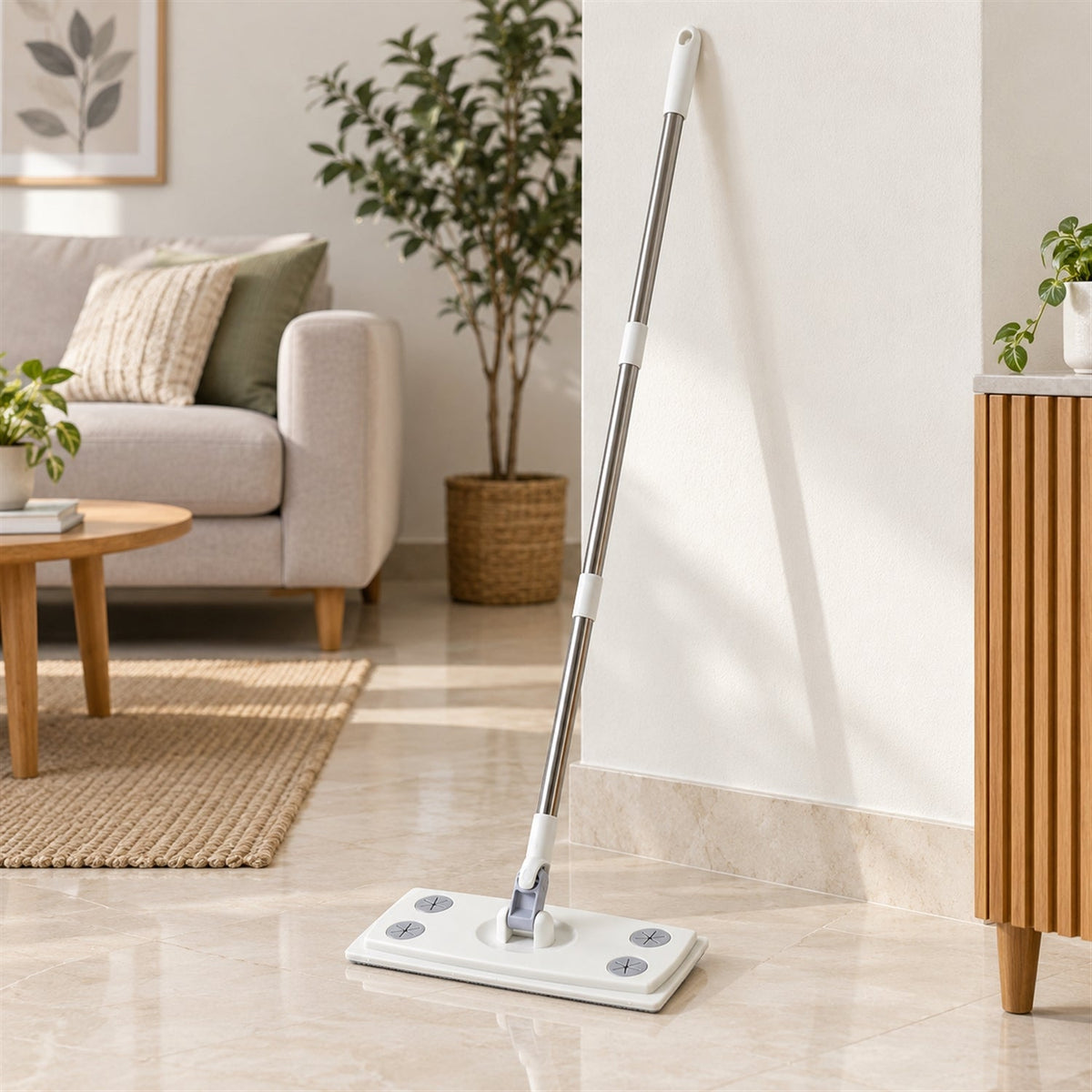 Rotating flat mop sectional rod cloth clips
